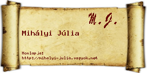 Mihályi Júlia névjegykártya