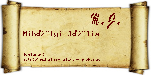 Mihályi Júlia névjegykártya